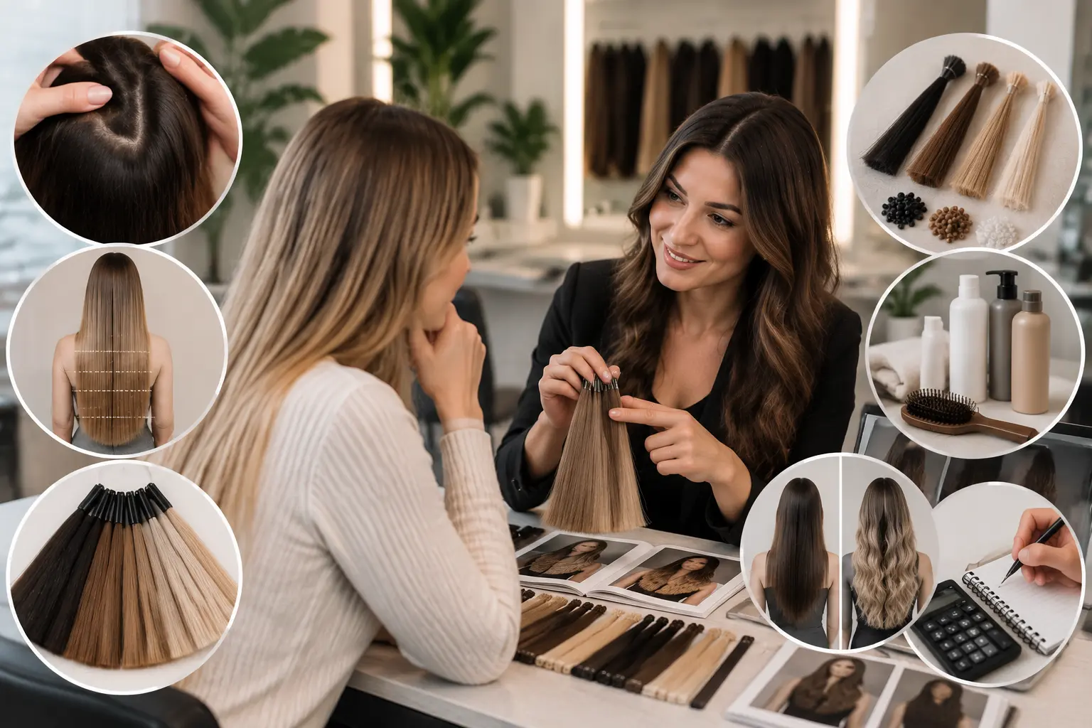 hair extension stylist consultation for color matching and hair quality