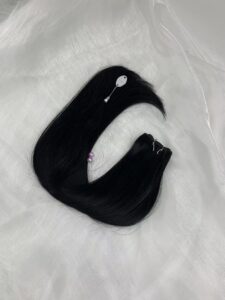 100% human hair machine weft, product view 1