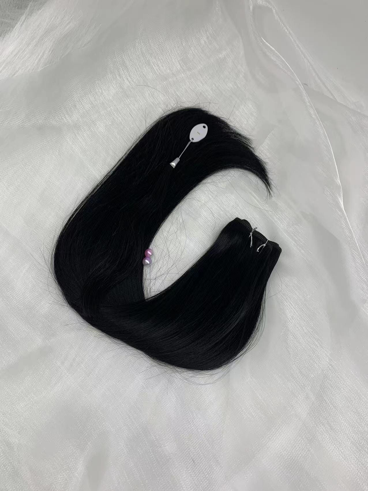 100% human hair machine weft, product view 1