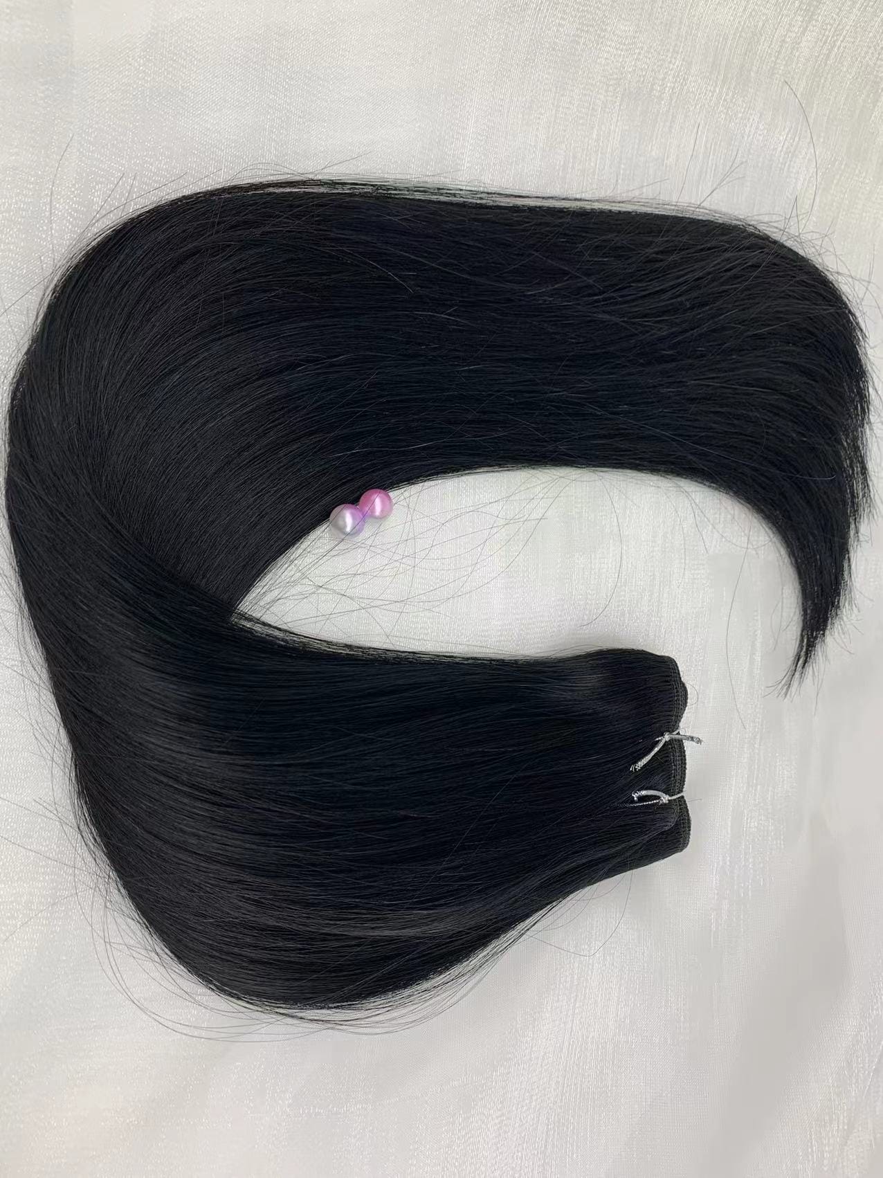 100% human hair machine weft, product view 2