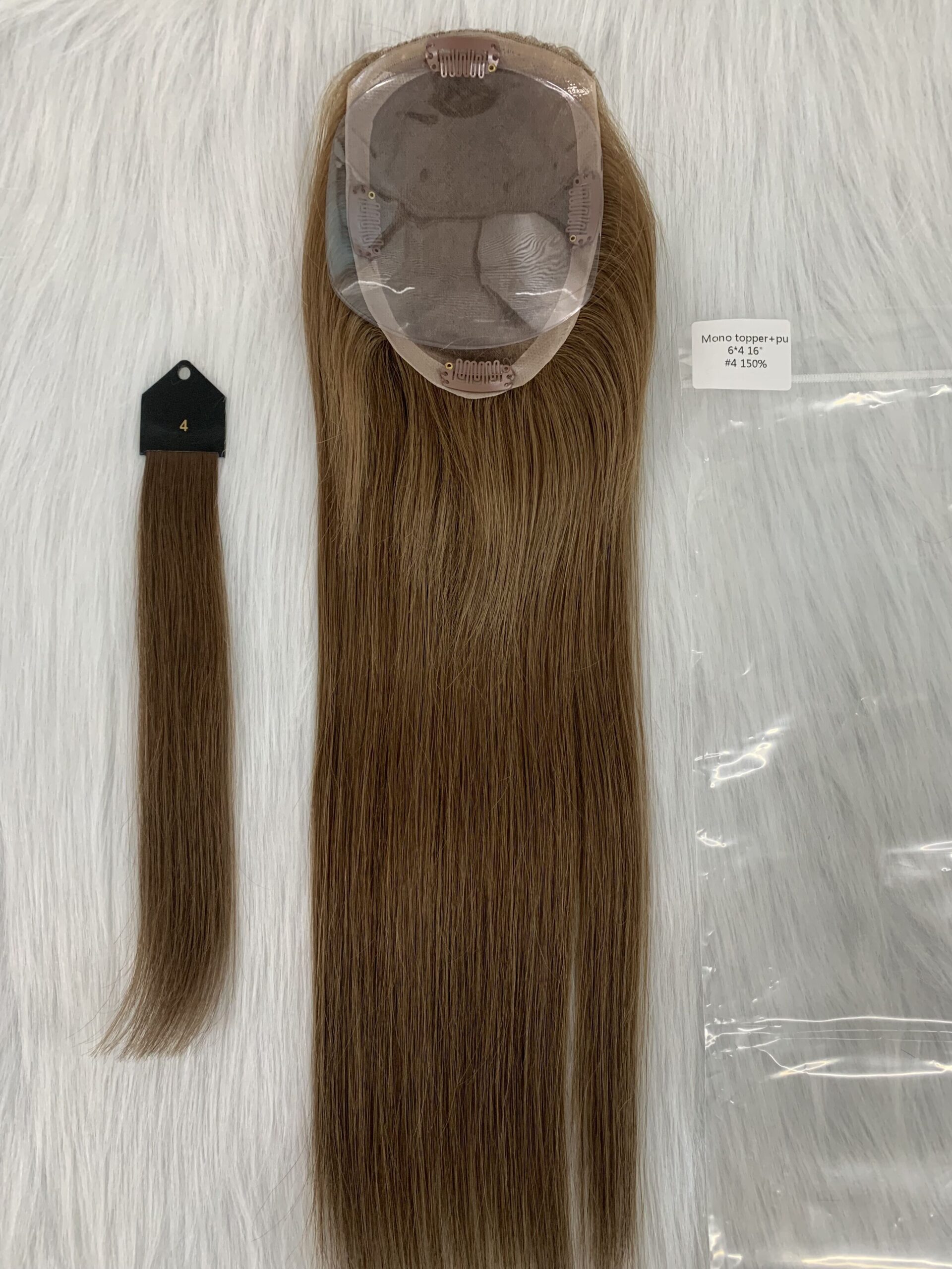 100% human Mono topper with pu remy hair, product view 1