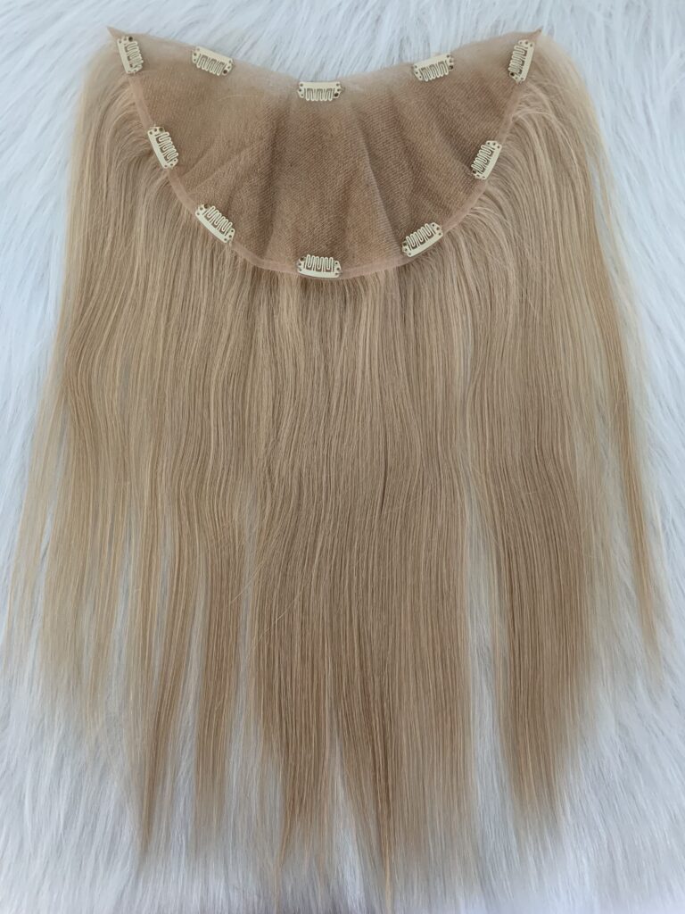 100% human topper with clip in remy hair, product view 1