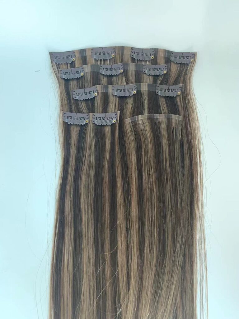 Clip In Hair Extensions Piano Color Straight Hair, product view 1