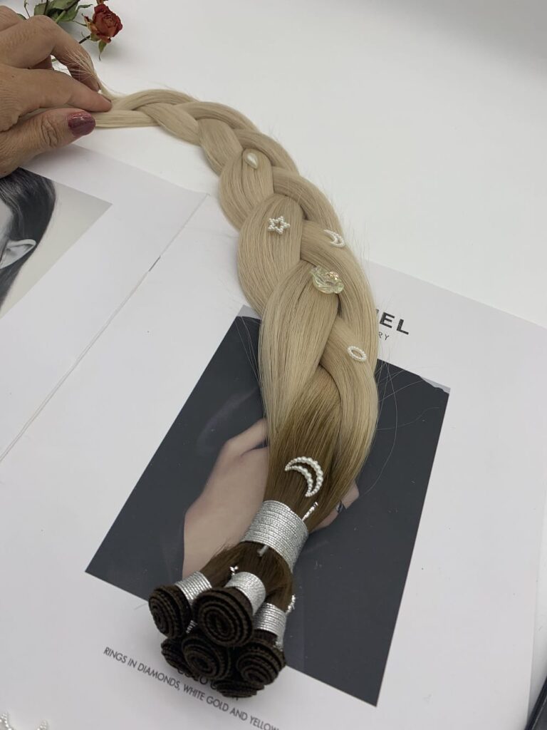 human hair cuticle intact hair weft, product view 1