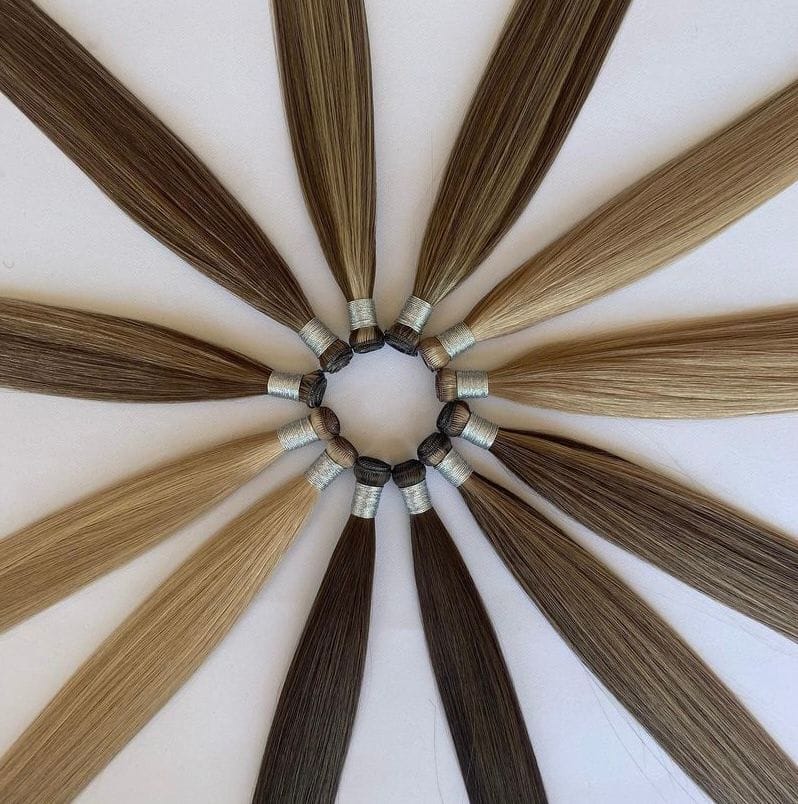 Luxurious Hair Extensions Hand Tied Human Hair Weft, product view 1