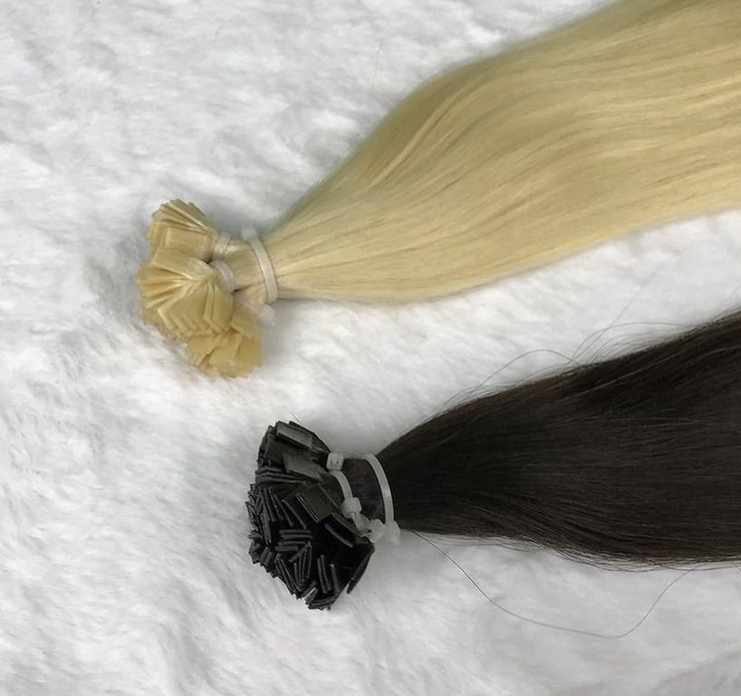 Regular100% remy FLAT TIP cuticle intact double drawn, product view 1